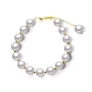 Japanese Akoya White Round Pearl Bracelet 14K Yellow Gold